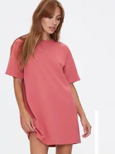 FOREVER 21 Women Pink Solid T-shirt Dress