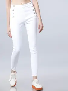 Tokyo Talkies Women White Slim Fit High-Rise Clean Look Stretchable Jeans
