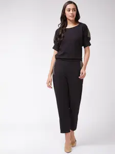 Zima Leto Women Black Solid Top with Trousers