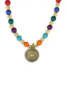 AKSHARA Multicoloured Brass Tribal Necklace