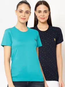 MACK JONNEY Women Pack of 2 Printed Round Neck T-shirts