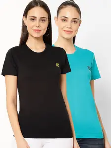 MACK JONNEY Women Pack of 2 Solid Round Neck T-shirts