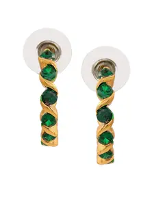 Estele Green & Gold-Toned Circular Half Hoop Earrings