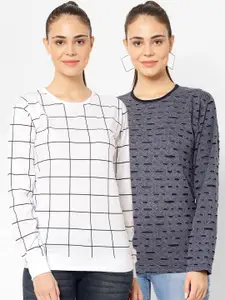 VIMAL JONNEY Women Pack Of 2 Checked T-shirt