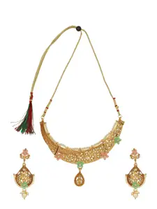 Anikas Creation Traditional Gold Plated Enamelled Party Wear Choker Necklace