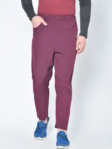 CHKOKKO Men Maroon Solid Knitted Training or Gym Track Pants