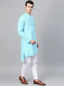 See Designs Men Turquoise Blue Solid Kurta with Pyjamas