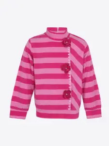 CUTECUMBER Girls Pink Striped Sweatshirt