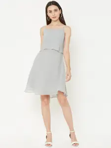 MISH Women Grey Striped A-Line Dress