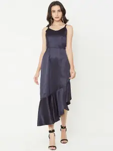 MISH Women Navy Blue Solid Fit and Flare Dress