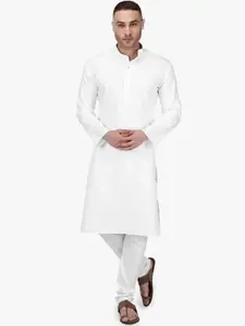 RAJUBHAI HARGOVINDAS Men White Solid Kurta with Pyjamas