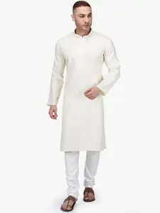 RAJUBHAI HARGOVINDAS Men Off-White Solid Kurta with Pyjamas