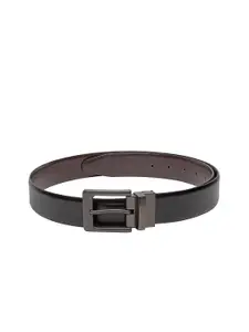 Teakwood Leathers Men Black & Brown Solid Reversible Leather Belt