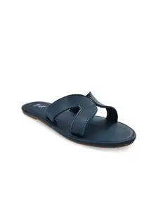 THE MADRAS TRUNK Women Navy Blue Solid Leather Open Toe Flats