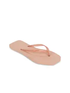 Truffle Collection Women Nude-Coloured Solid Thong Flip-Flops