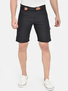 beevee Men Black Solid Regular Fit Cotton Cargo Shorts