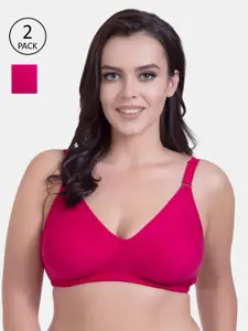 Rajnie Pack Of 2 Pink Solid Non-Wired Non-Padded Everyday Bras RJ-666-2PC-RD36B