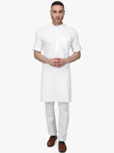RAJUBHAI HARGOVINDAS Men White Solid Kurta with Pyjamas