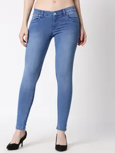 High Star Women Blue Super Slim Fit Mid-Rise Clean Look Stretchable Jeans
