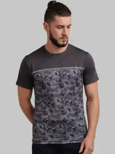 Parx Men Grey Printed Round Neck T-shirt