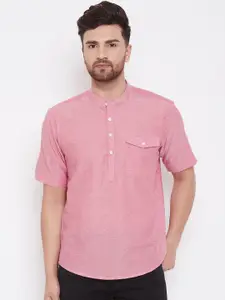 even Men Pink Solid Straight Kurta