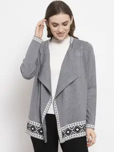 Gipsy Women Grey Solid Front-Open Acrylic Sweater