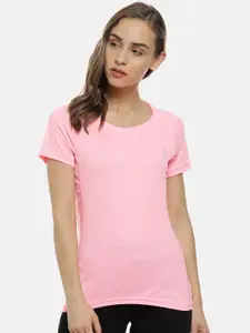 Campus Sutra Women Pink Solid Round Neck T-shirt