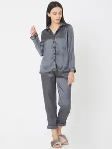 Smarty Pants Women Grey Night suit