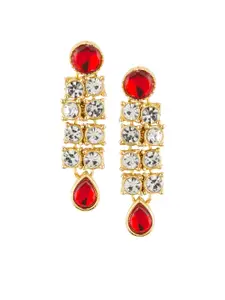 E2O Gold-Plated & Red Contemporary Drop Earrings