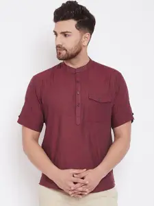 even Men Maroon Solid Straight Kurta