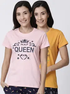 Kryptic Women Pack Of 2 Printed Lounge Tshirts