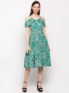 Slenor Women Multicoloured Printed Fit and Flare Dress