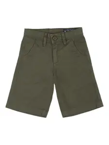 Allen Solly Junior Boys Olive Green Solid Regular Fit Shorts