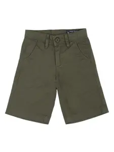 Allen Solly Junior Boys Olive Green Solid Regular Fit Regular Shorts