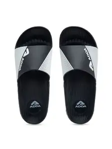 Adda Men Black & White Colourblocked Sliders
