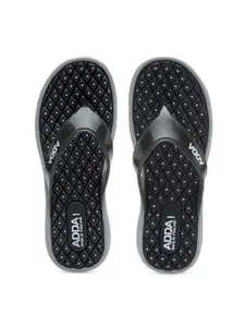 Adda Women Black & Grey Printed Thong Flip-Flops