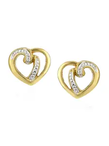 Estele Gold-Plated & White Heart Shaped Studs