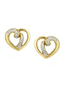 Estele Gold-Plated & White Heart Shaped Studs