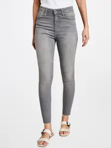 AND Women Grey Skinny Fit Mid-Rise Clean Look Jeans
