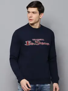 BEN SHERMAN Men Navy Blue Printed Sweatshirt
