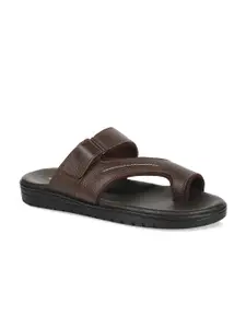 Bata Men Brown Comfort Leather Sandals