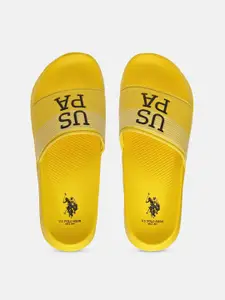 U.S. Polo Assn. Men Yellow Printed Sliders