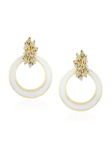 Estele Gold-Plated & White Contemporary Drop Earrings