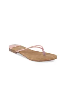Shoetopia Women Peach-Coloured Solid Open Toe Flats
