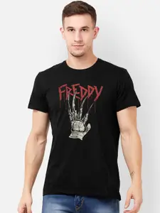 Free Authority Men Black A Nightmare On Elm Street Printed Round Neck T-shirt