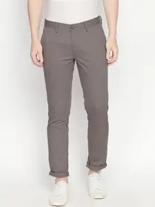 Basics Men Grey Tapered Fit Solid Chinos