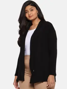 The Pink Moon Women Black Solid Front-Open Shrug