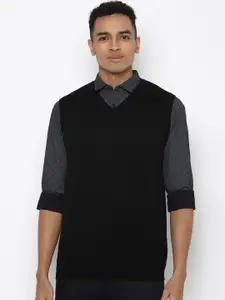 Allen Solly Men Acrylic Black Solid Sweater Vest