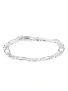 OOMPH Men Silver-Toned Handcrafted Thick Curb Chain Bracelet
