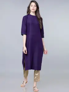 Vishudh Women Purple Solid Straight Kurta